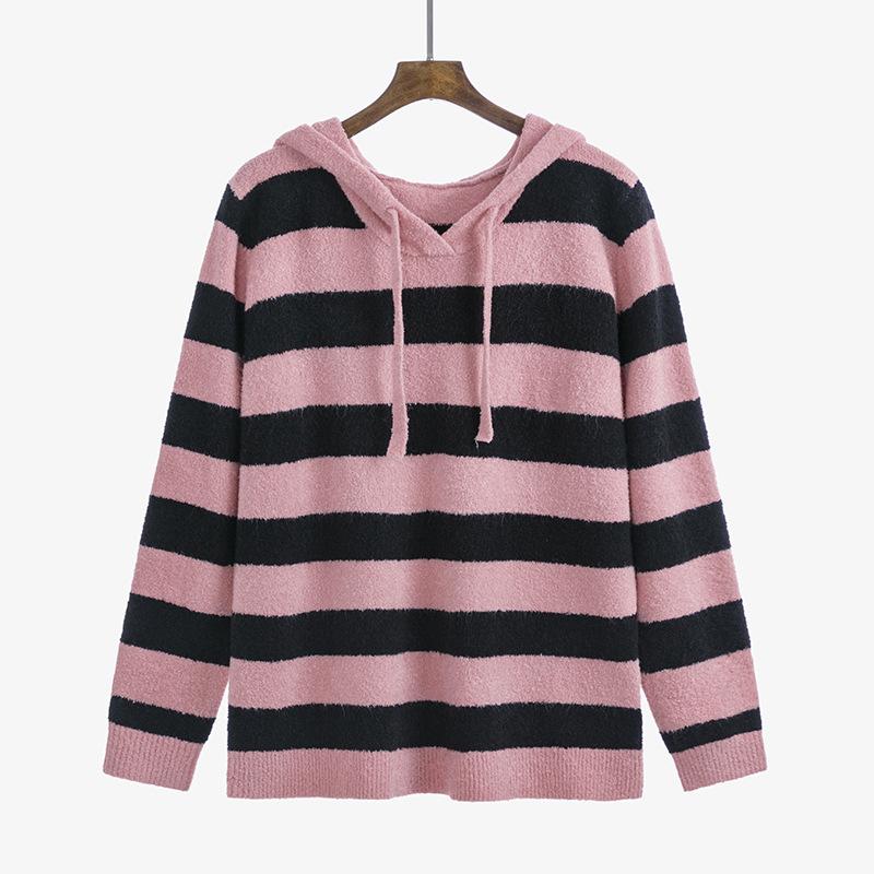 Knitwear | Hooded Wide Stripe Knit Pullover – Womens Clothing Knitwear