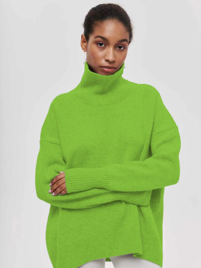 Knitwear | Oversized Lime Turtleneck – Womens Clothing Knitwear