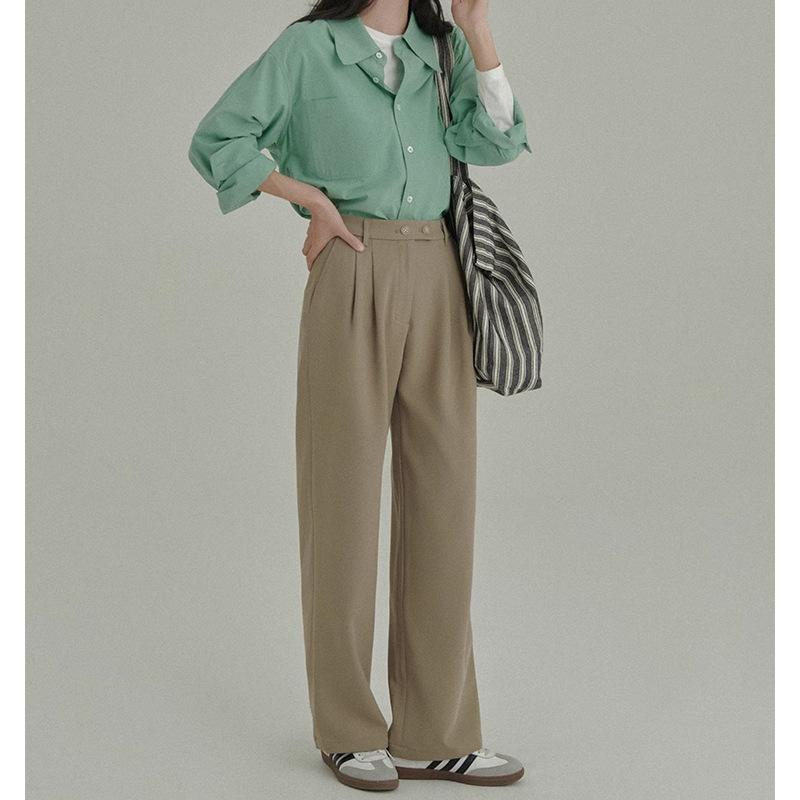 Pants & Shorts | Simple Casual Wide Leg Pants-Khaki – Womens Clothing Pants & Shorts